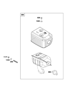 Exhaust Group Diagram and Parts List for 13R232-0056-F1 100000 - 19Z999 Briggs and Stratton Engine